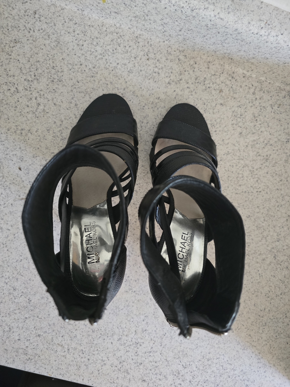 Michael Kors Black Strappy High Heel Sandals with Ankle Cuff - Picture 3 of 5